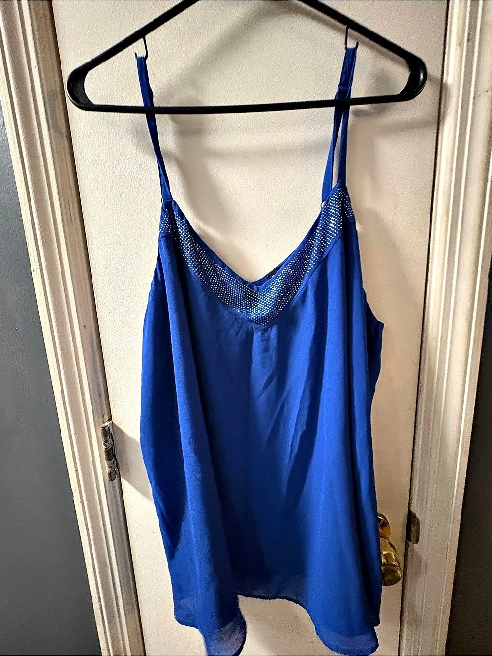 Torrid Sophie Rhinestones Swing Cami Blue Sequin Neckline Size 1